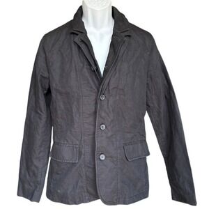 All Saints Linen‎ Cotton Sheepskin Double Layered Blazer Sz 36 Black Vamp Goth